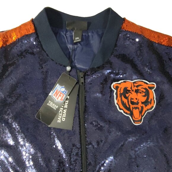 Chicago Bears Sequin Ombre Jacket Women Size 2XL The Wild Collective NFL XXL NEW - Picture 6 of 16